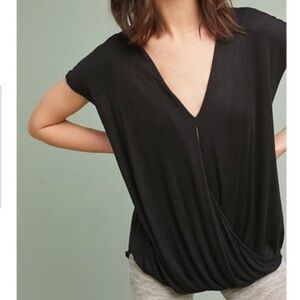 Nwt Anthropologie Clarissa wrap top Black blouse